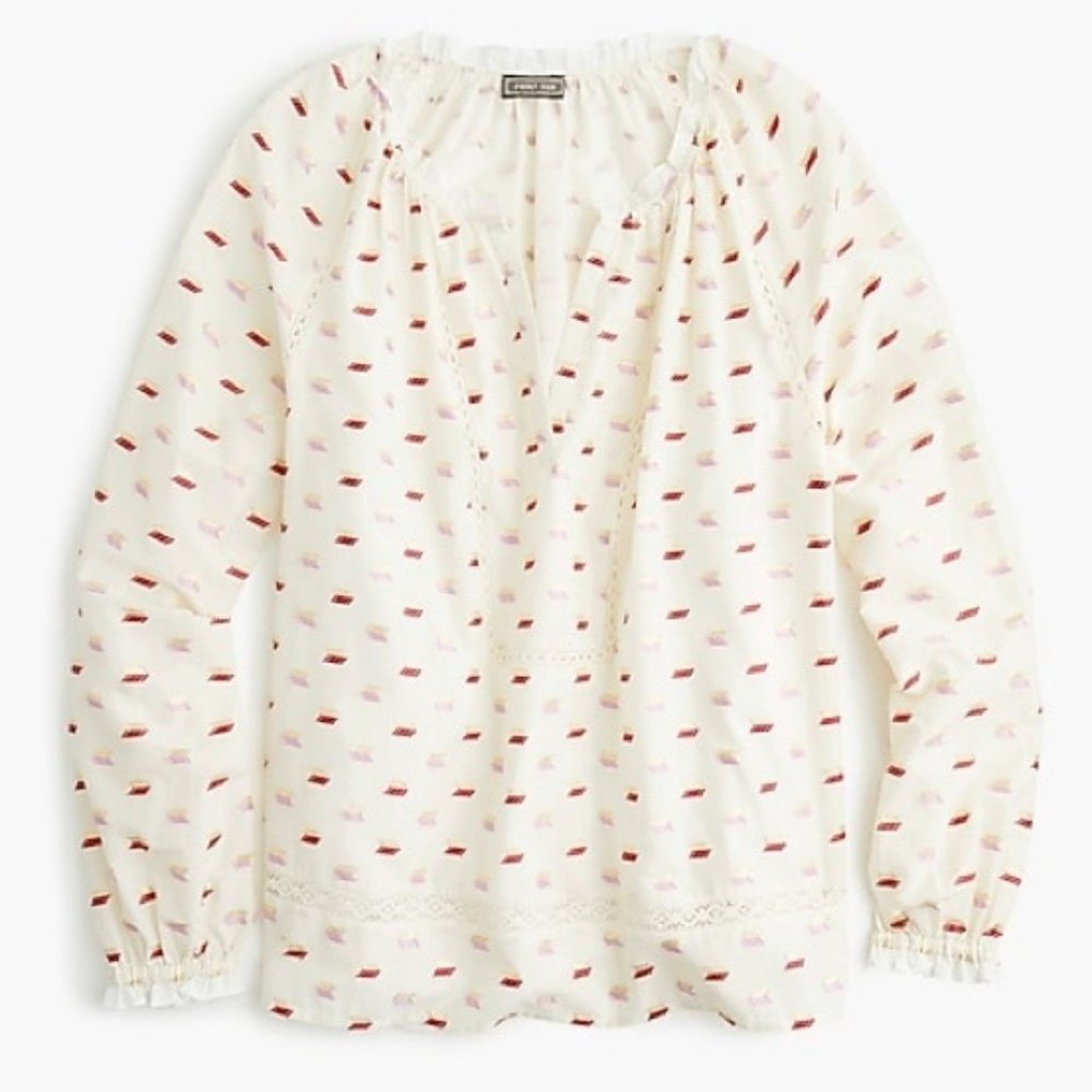 J. Crew Point Sur Ruffle Neck Metallic Top